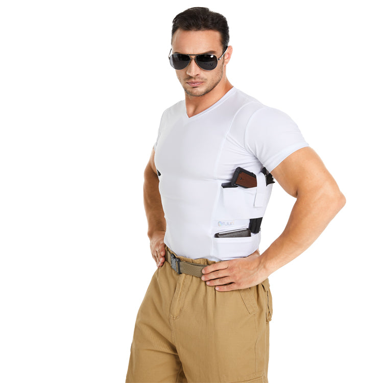 FJUN Men‘s V-Neck Holster Shirt with Pockets