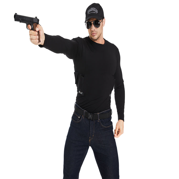 FJUN Men‘s Long Sleeve Concealed Carry Crew Neck Tee