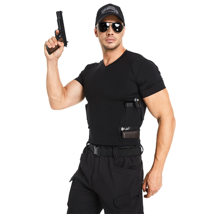 FJUN Men‘s V-Neck Holster Shirt with Pockets