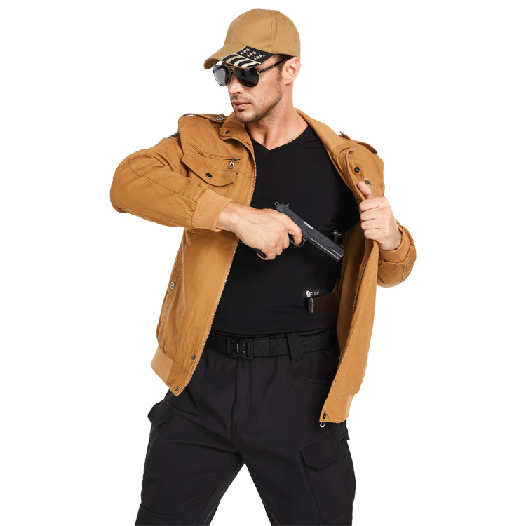 FJUN Men‘s V-Neck Holster Shirt with Pockets