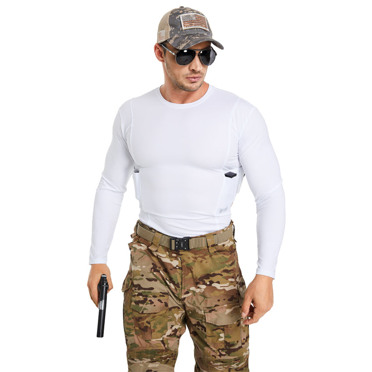 FJUN Men‘s Long Sleeve Concealed Carry Crew Neck Tee