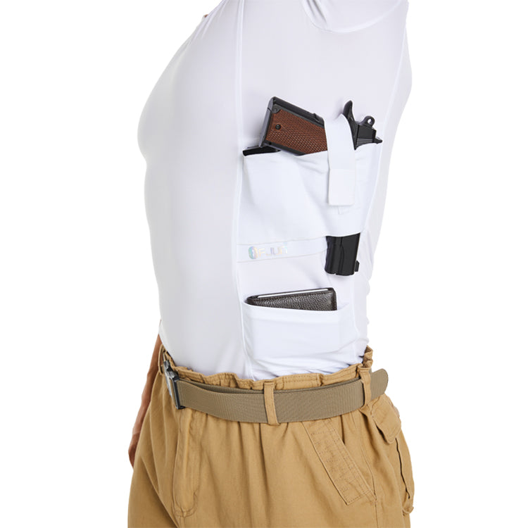 FJUN Men‘s V-Neck Holster Shirt with Pockets