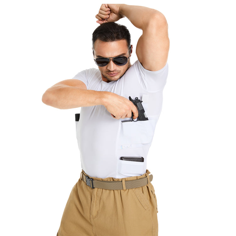 FJUN Men‘s V-Neck Holster Shirt with Pockets