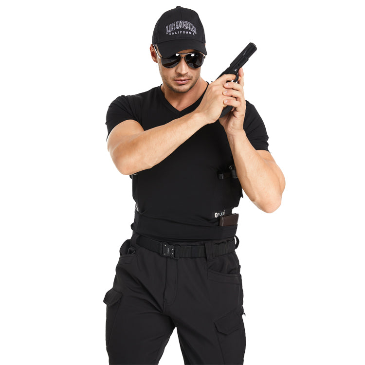 FJUN Men‘s V-Neck Holster Shirt with Pockets