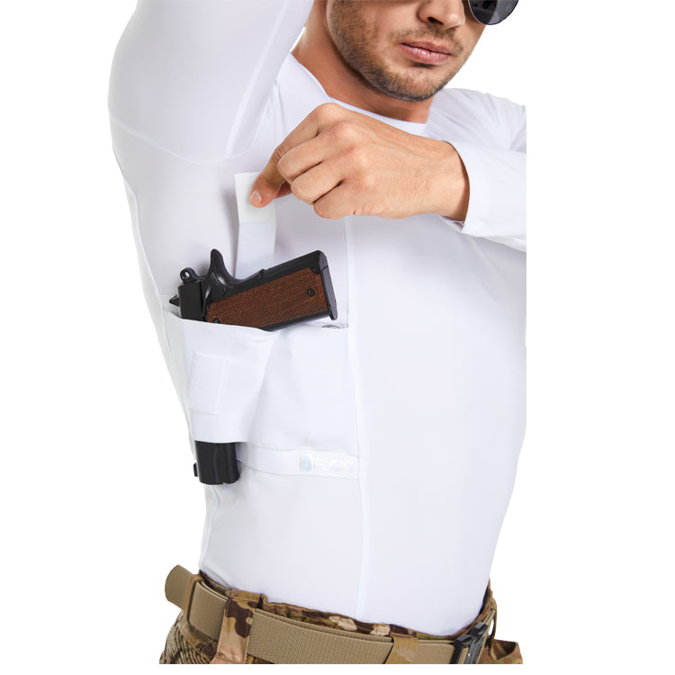 FJUN Men‘s Long Sleeve Concealed Carry Crew Neck Tee