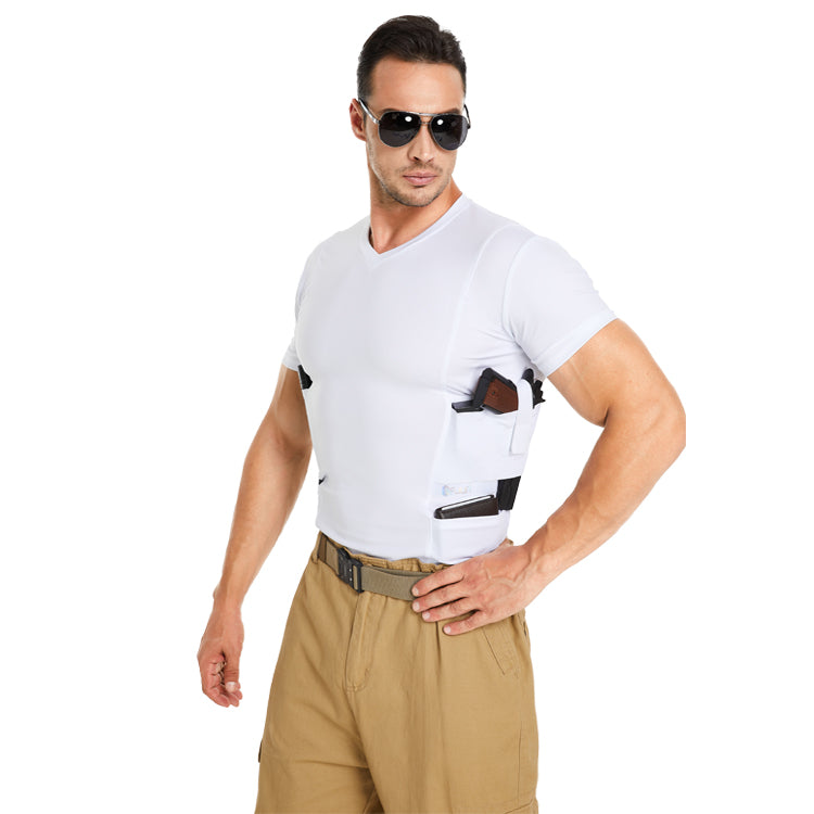 FJUN Men‘s V-Neck Holster Shirt with Pockets