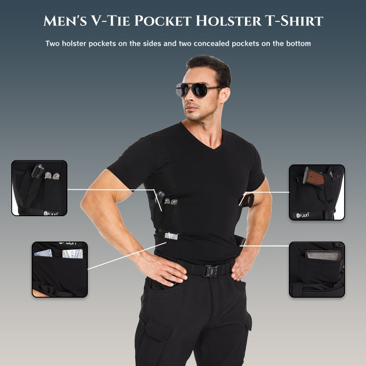 FJUN Men‘s V-Neck Holster Shirt with Pockets