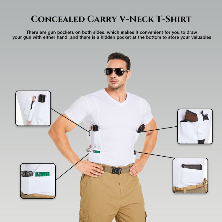 FJUN Men‘s V-Neck Holster Shirt with Pockets