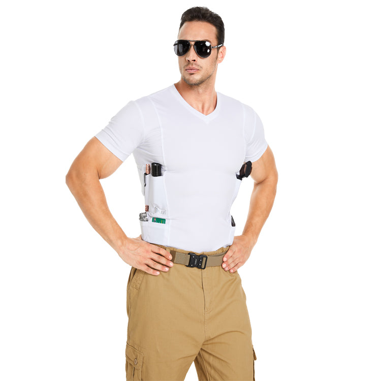 FJUN Men‘s V-Neck Holster Shirt with Pockets