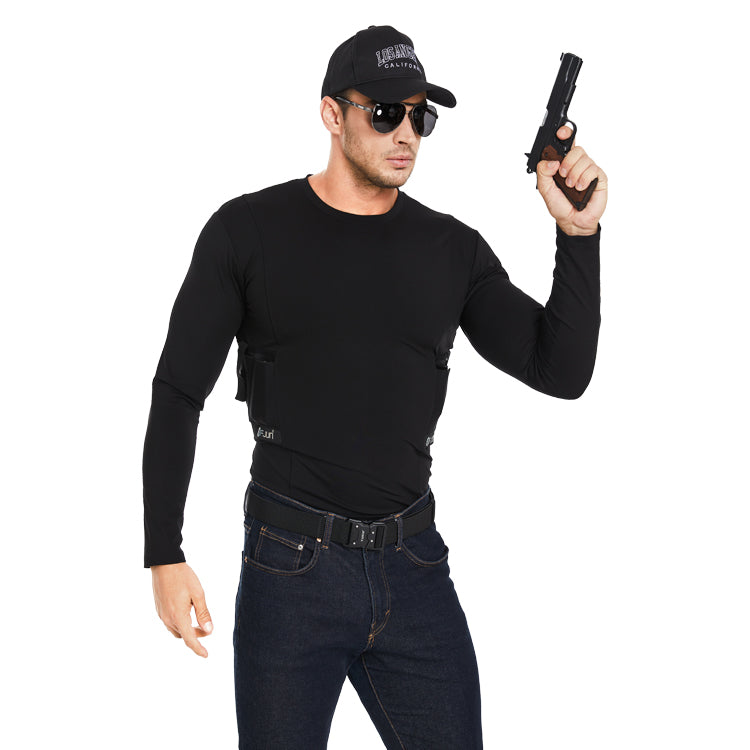 FJUN Men‘s Long Sleeve Concealed Carry Crew Neck Tee