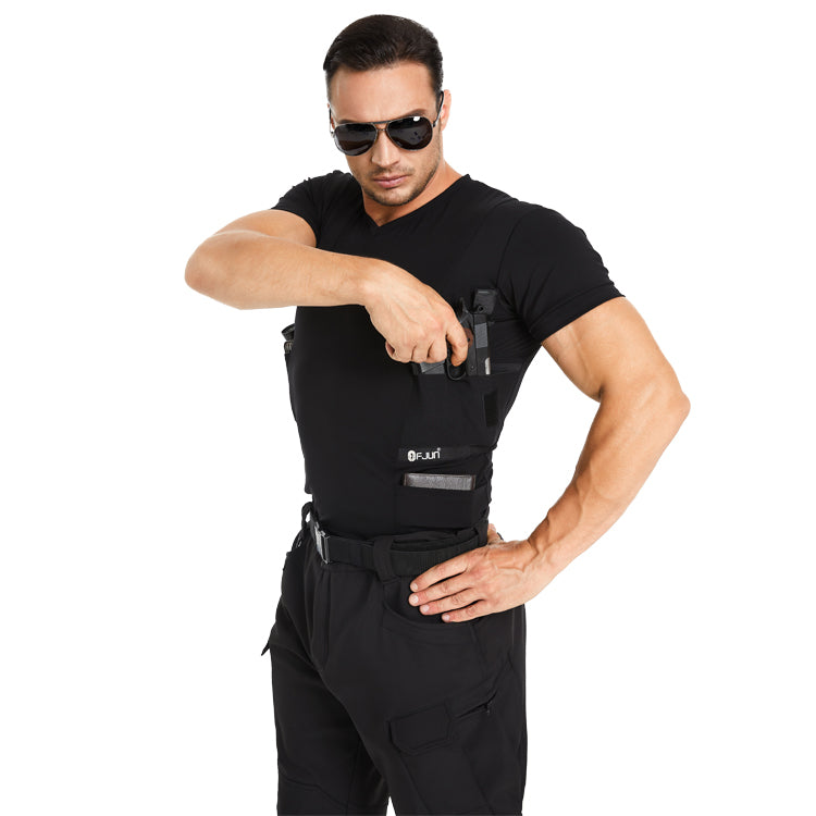 FJUN Men‘s V-Neck Holster Shirt with Pockets