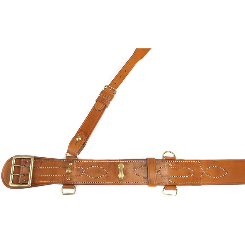 FJUN Belt with Shoulder Strap, Brown Leather, Fits 46" - 50"