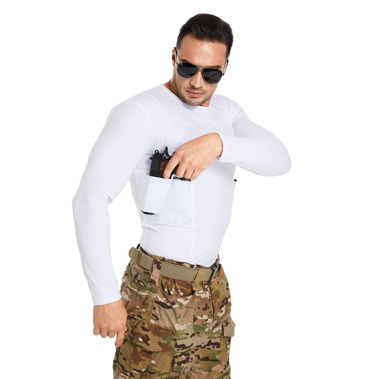 FJUN Men‘s Long Sleeve Concealed Carry Crew Neck Tee