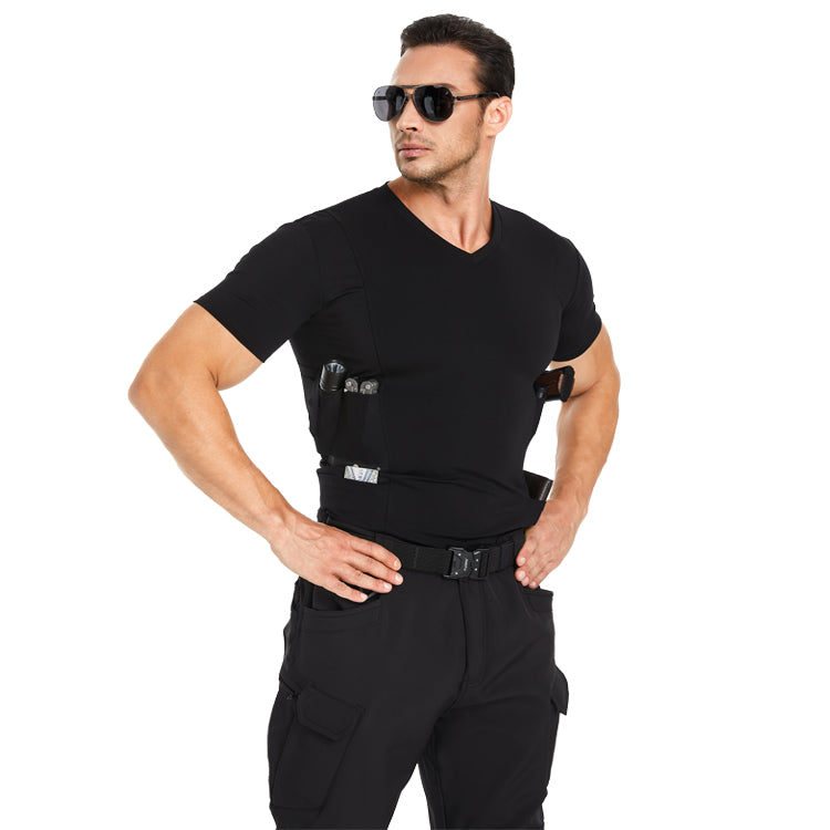 FJUN Men‘s V-Neck Holster Shirt with Pockets