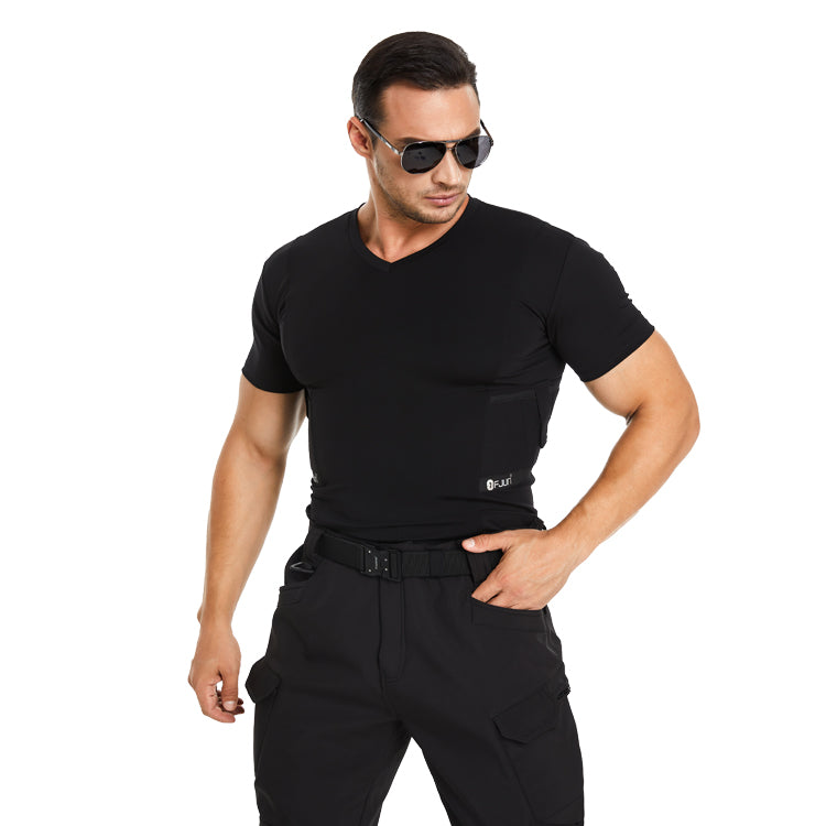 FJUN Men‘s V-Neck Holster Shirt with Pockets
