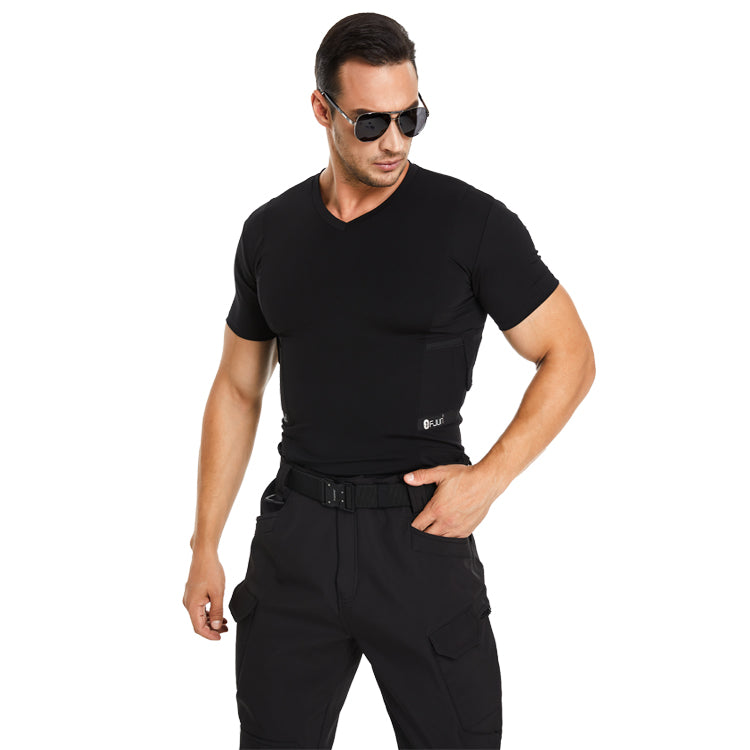 FJUN Men‘s V-Neck Holster Shirt with Pockets