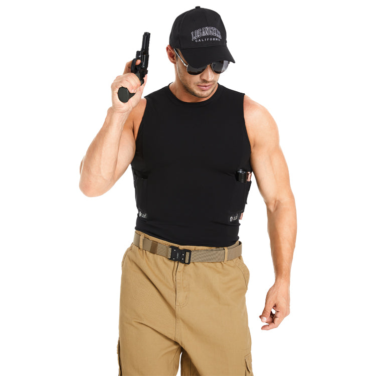 Round-Neck Tactical Vest with Integrated Gun Jacket