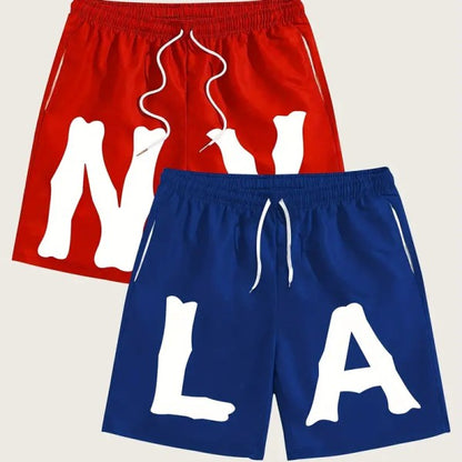 Pack de 2 shorts deportivos con letras para hombre