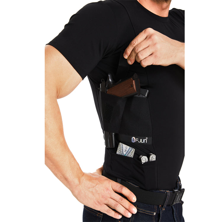 “Tactical Crew Neck T-Shirt with Built-In Holster”