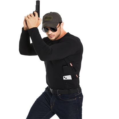 “Tactical Crew Neck Tee with Integrated Holster”