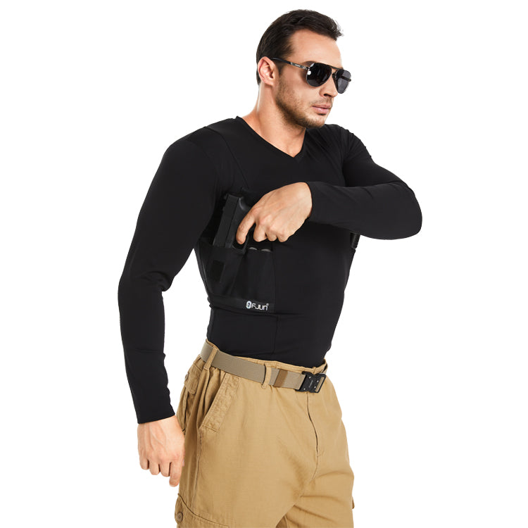 Men‘s Long Sleeve Concealed Carry V-Neck Tee