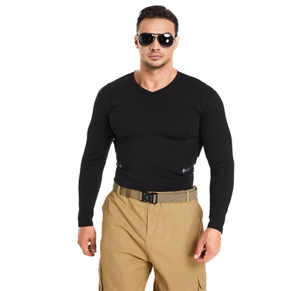 Men‘s Long Sleeve Concealed Carry V-Neck Tee