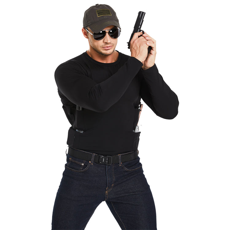 “Tactical Crew Neck Tee with Integrated Holster”