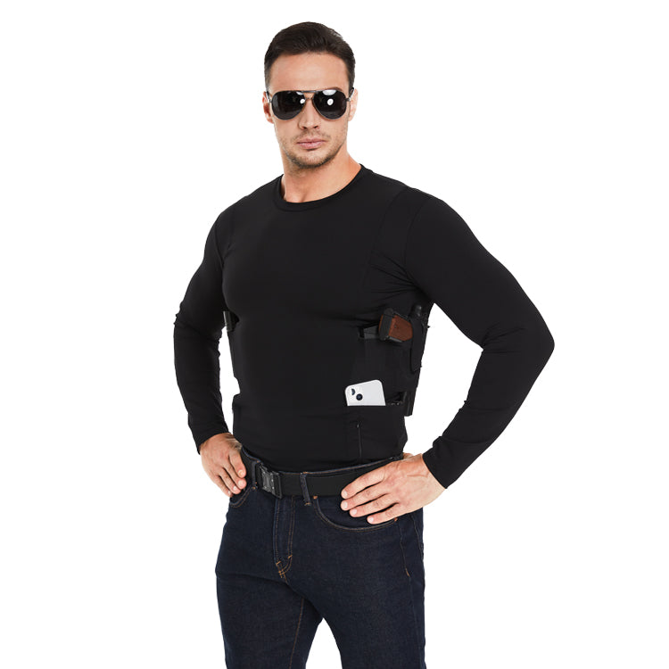 “Tactical Crew Neck Tee with Integrated Holster”