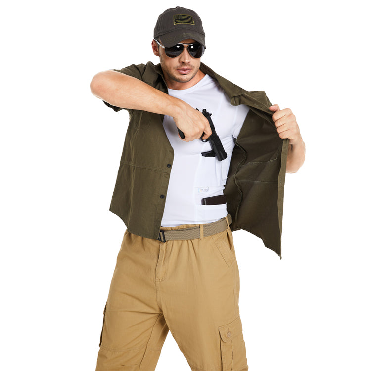 “Tactical Crew Neck T-Shirt with Built-In Holster”