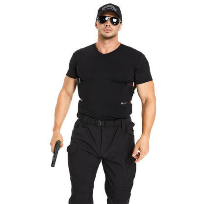 “Tactical Crew Neck Tee with Integrated Holster”