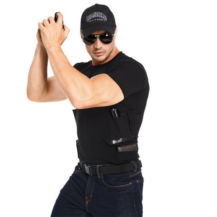 “Tactical Crew Neck T-Shirt with Built-In Holster”