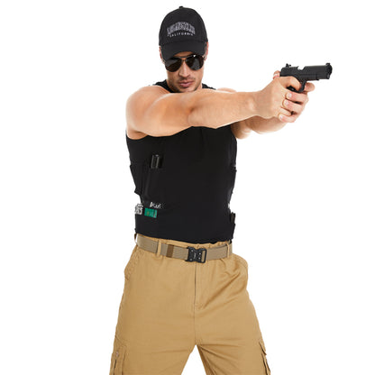 “Round-Neck Tactical Vest with Integrated Holster”