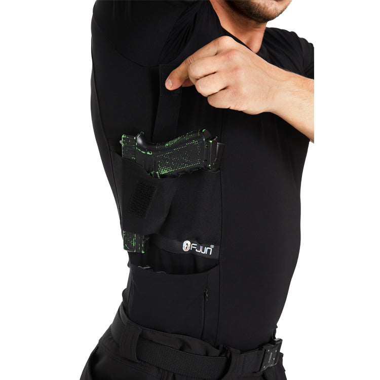 “Tactical Crew Neck Tee with Integrated Holster”