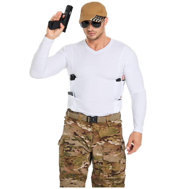 Tactical crew neck T-shirt with built-in holster