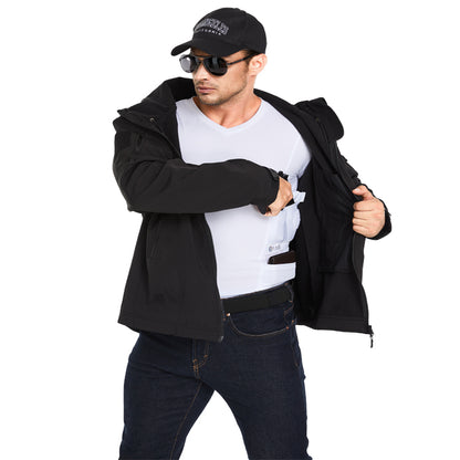 Men‘s V-Neck Holster Long Sleeve Shirt with Pockets