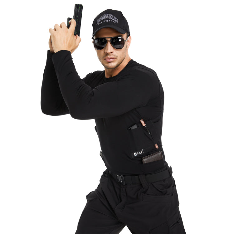 “Tactical Crew Neck Tee with Integrated Holster”