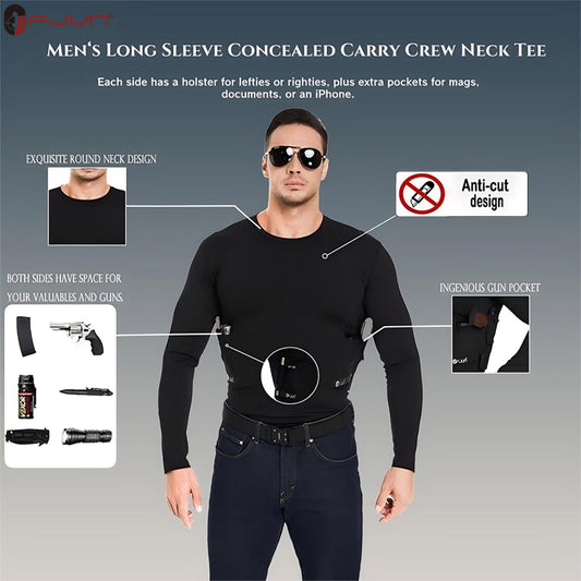 Men‘s Long Sleeve Concealed Carry Crew Neck Tee