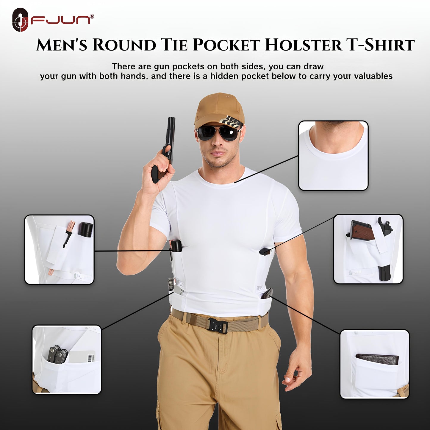 “Tactical Crew Neck T-Shirt with Built-In Holster”