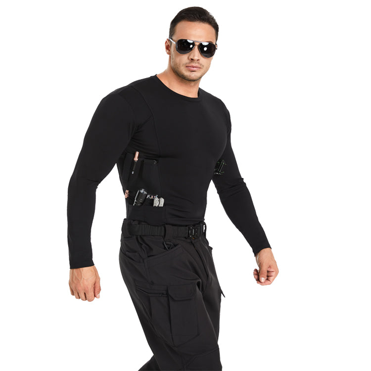 “Tactical Crew Neck Tee with Integrated Holster”