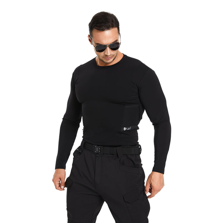 “Tactical Crew Neck Tee with Integrated Holster”