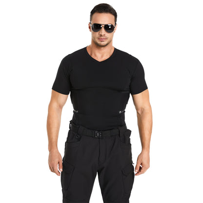 “Tactical Crew Neck Tee with Integrated Holster”