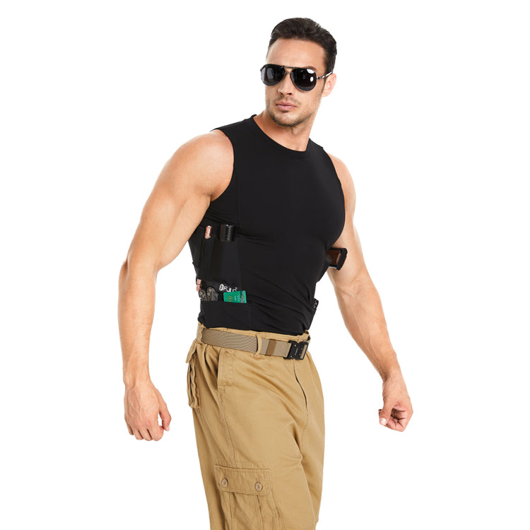 “Round-Neck Tactical Vest with Integrated Holster”