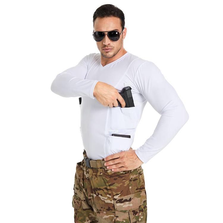 Tactical crew neck T-shirt with built-in holster