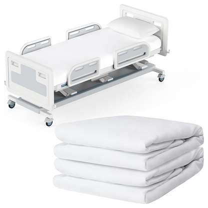 FJUN Hospital Fitted Sheet Polyester and Cotton Hospital Fitted Sheet White Soft and Comfortable Single Bed Sheet