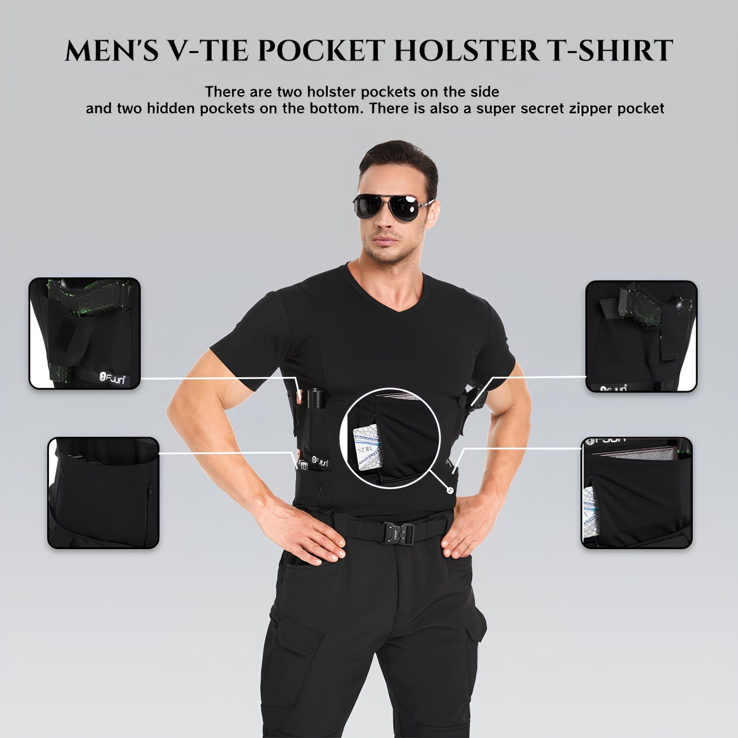 “Tactical Crew Neck Tee with Integrated Holster”