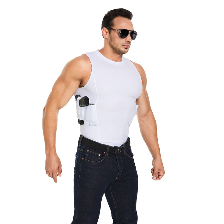 “Round-Neck Tactical Vest with Integrated Holster”