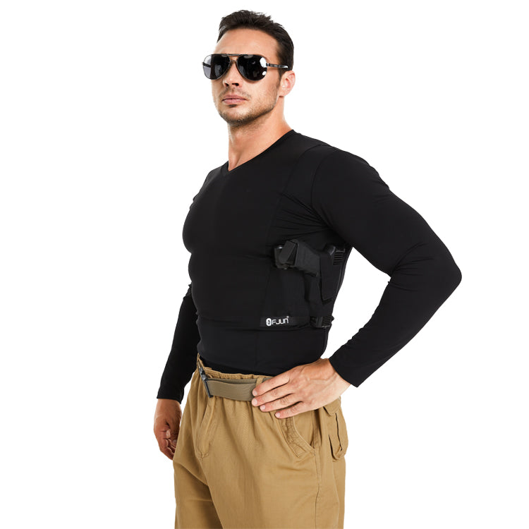 Men‘s Long Sleeve Concealed Carry V-Neck Tee