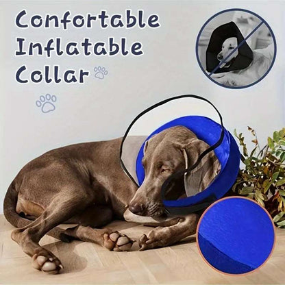 Dog Cone, Soft Inflatable Dog Cone Collar Dog Donut Cone, (Includes 1 Pump + 2 Collars)