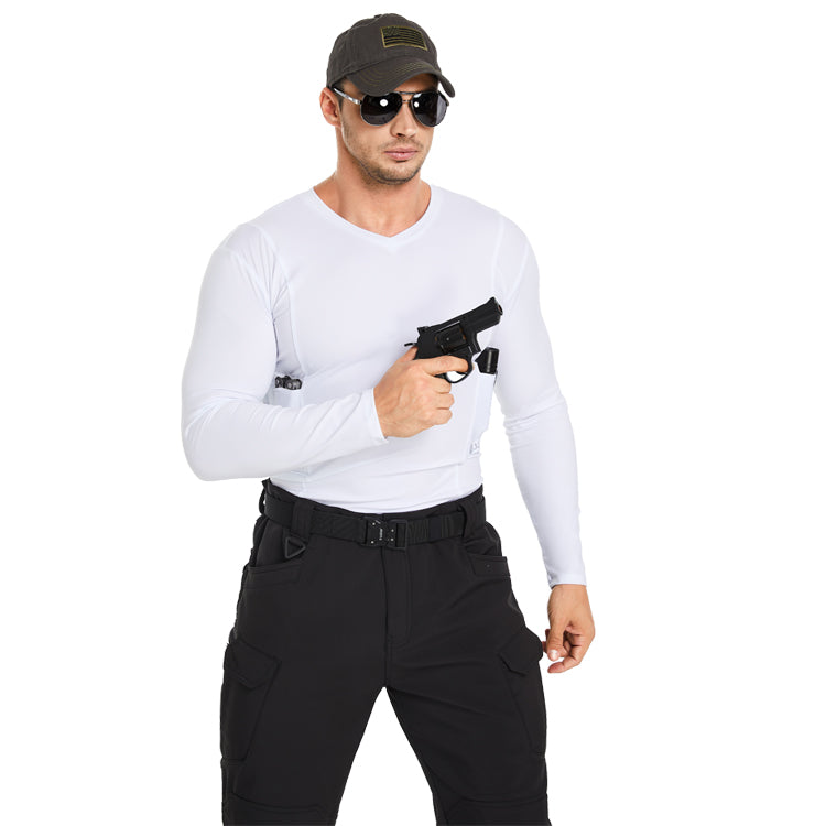 Men‘s Long Sleeve Concealed Carry V-Neck Tee