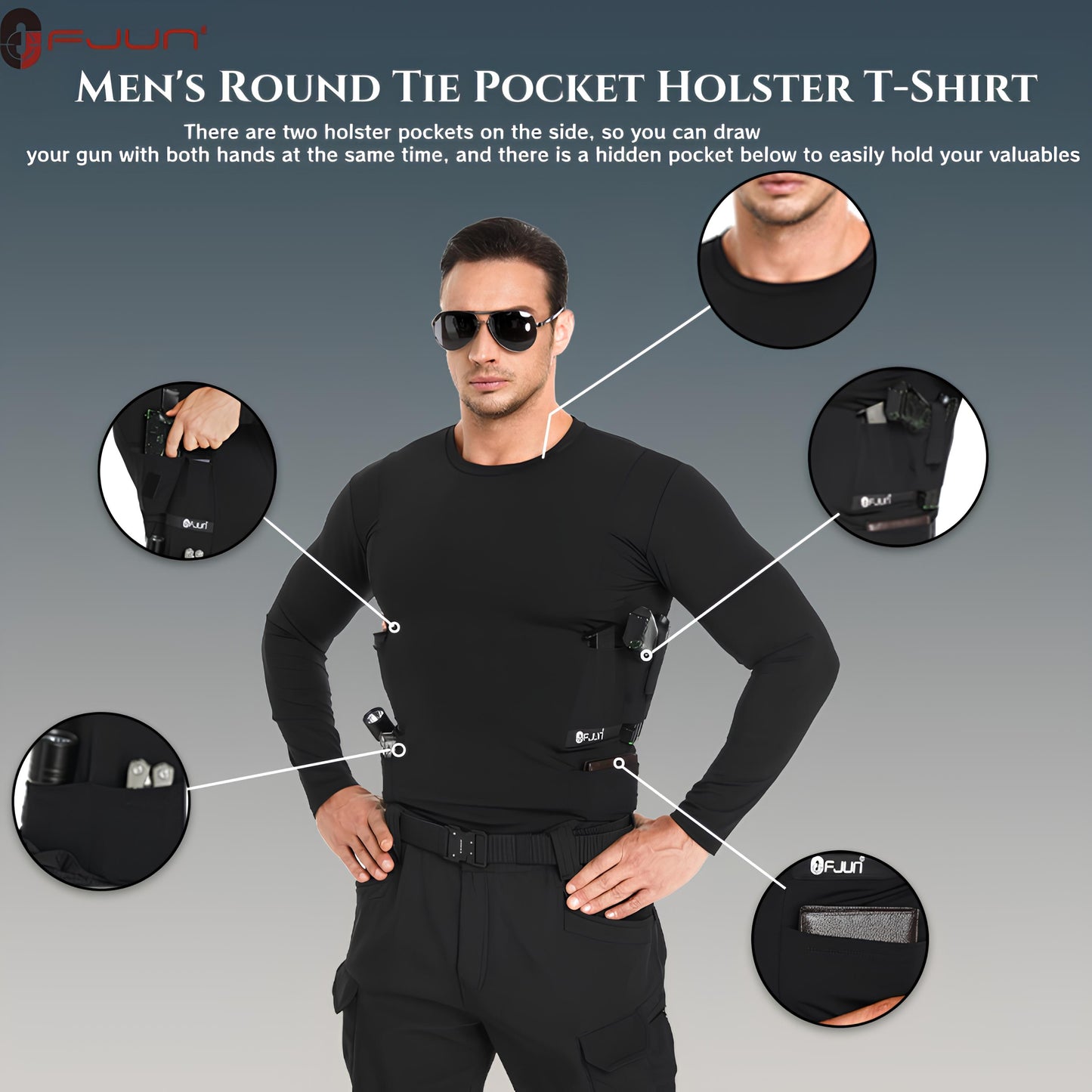 “Tactical Crew Neck Tee with Integrated Holster”